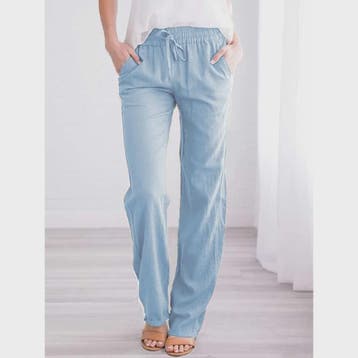Dames Linnen Broek met Elastische Taille en Koord - Comforta, Kleding | Dames, Broeken en Pantalons, Verzenden, Nieuw