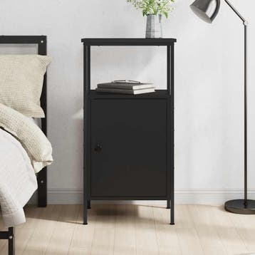 vidaXL Nachtkastje 41x31x80 cm bewerkt hout zwart, Minder dan 45 cm, Verzenden, Nieuw, 70 cm of meer