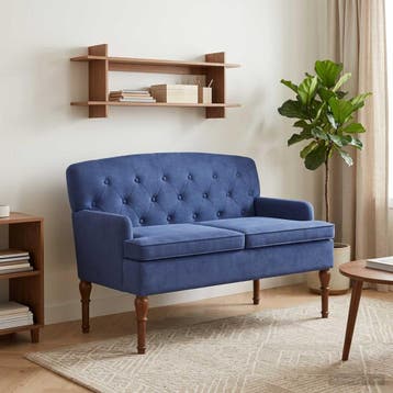 vidaXL Loungebank met knopencomfort Politieblauw 111 x 65 x, Verzenden, Nieuw, Stof, Minder dan 150 cm