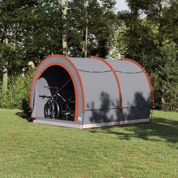 vidaXL Fietstent met dak Grijs en Oranje 256 x 222 x 182 cm, Caravans en Kamperen, Verzenden, Nieuw, Tot en met 2