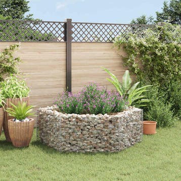 vidaXL Gabion plantenbak verhoogd zeshoekig 160x140x50 cm, 100 cm of meer, Verzenden, Nieuw, Metaal