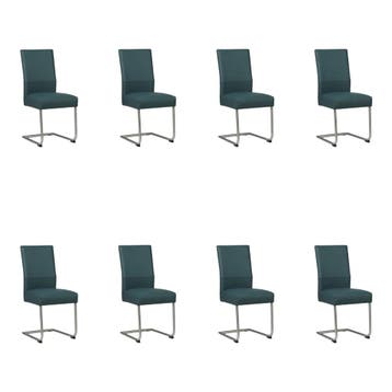 Set van 8 Leren eetkamerstoelen Piece - Toledo Whale, Huis en Inrichting, Stoelen, Ophalen of Verzenden, Nieuw, Leer