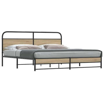 vidaXL Bedframe zonder matras metaal gerookt eikenkleurig, Eenpersoons, Bruin, Verzenden, Nieuw