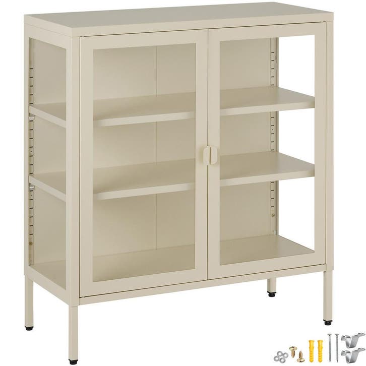 metalen vitrinekast - crème, Huis en Inrichting, Kasten | Televisiemeubels, Verzenden