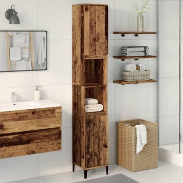 vidaXL Badkamerkast 30x30x190 cm bewerkt hout oud, Verzenden, Nieuw