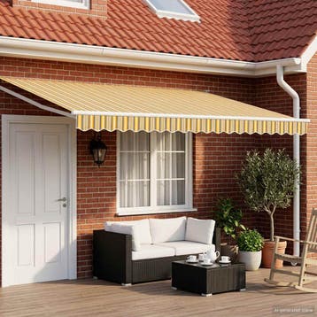 vidaXL Elektrisch Uittrekbaar Zonnescherm Geel, Grijs en Wit, Tuin en Terras, Verzenden, Nieuw