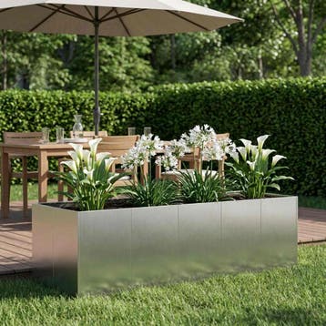 vidaXL Plantenbak zilver 200 x 80 x 60 cm Roestvrij staal, Verzenden, Nieuw, Metaal, 60 tot 100 cm