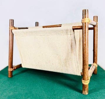 Tijdschriftenhouder - Bamboe- en canvas-tijdschriftenrek met