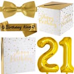 Birthday Queen 21 ballonnen en sjerp goud, Verzenden, Nieuw, Versiering, Verjaardag