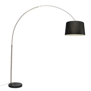 Booglamp staal stoffen kap zwart 45 cm - XXL, Verzenden, Nieuw