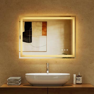 Auralum LED Badezimmerspiegel 70x50cm Rechteckig, 3 Lichtfar, Verzenden, Zo goed als nieuw
