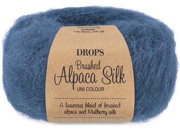 DROPS Brushed Alpaca Silk Uni Colour - 25 staalblauw - Wol, Ophalen of Verzenden, Nieuw