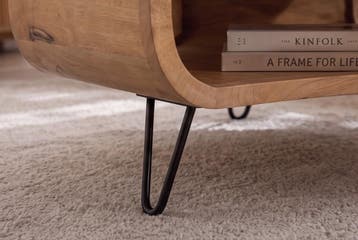 Salontafel ORGANIC LIVING 90cm met hairpin poten mangohout, Ophalen of Verzenden, Nieuw
