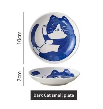 Set van 4 Keramische Sushi Sausbakjes Lucky Cat Design, Verzenden