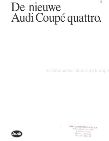 1985 AUDI COUPÉ BROCHURE DUTCH, Boeken, Nieuw, Audi, Author