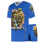 Minecraft Shirt en Broekje - Voetbaltenue - Blauw - Kinderen, Verzenden, Nieuw