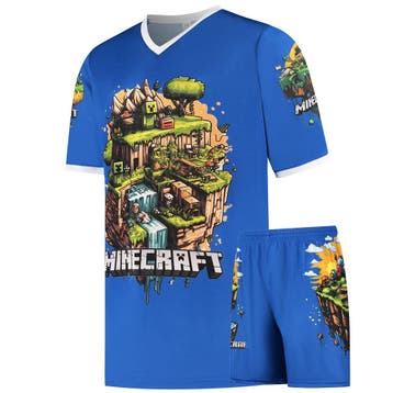 Minecraft Shirt en Broekje - Voetbaltenue - Blauw - Kinderen, Sport en Fitness, Voetbal, Verzenden, Nieuw