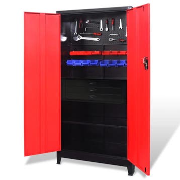 vidaXL Gereedschapskast met kist 90x40x180 cm staal rood en, Verzenden, Nieuw