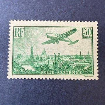 Frankrijk - Postkaart Luchtpost Yvert 14 Vue de Paris 50fr, Gestempeld