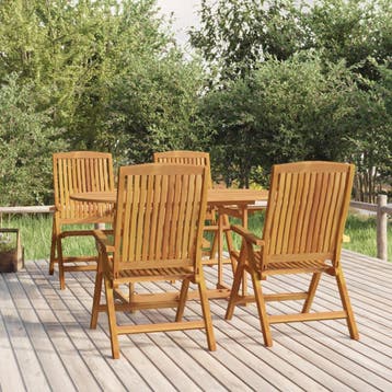 vidaXL 5-delige Tuinset massief teakhout, Verzenden, Nieuw, 4 zitplaatsen, Tuinset