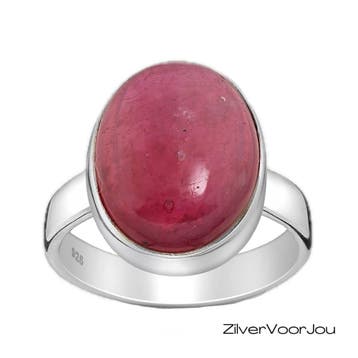 925 Zilveren ring met ovale robijn, Verzenden, Nieuw, Zilver