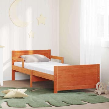 vidaXL Bedframe met uitschuifbaar matras Bruin 80 x 200 cm, Verzenden, Nieuw, Bruin, Hout