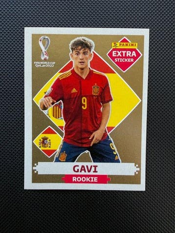2022 Panini World Cup Gavi Rookie-kaart - 1 Sticker -, Nieuw