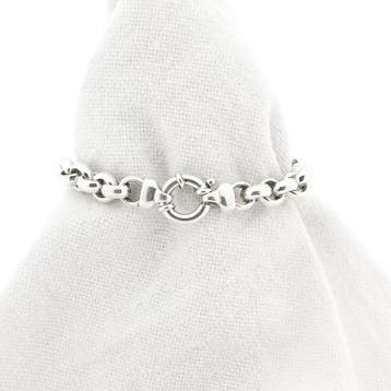 Zilveren jasseronschakel armband | 20,5 cm (Schakelarmband), Ophalen of Verzenden, Gebruikt, Zilver, Zilver