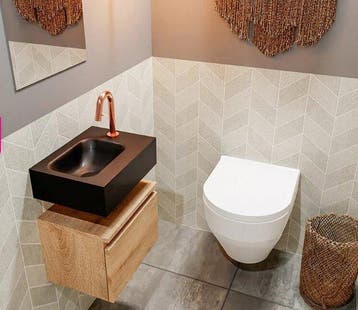 MONDIAZ ANDOR 40cm toiletmeubel washed oak. LEX 40 cm, Ophalen of Verzenden, Nieuw, Kraan