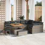 vidaXL Tuin Sofa Set met kussen met opslag 12 pcs Grijs, Verzenden, Nieuw, Rotan, 2 zitplaatsen