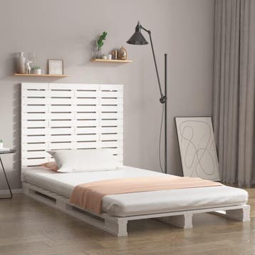 vidaXL Hoofdbord wandmontage 126x3x91,5 cm massief, Verzenden, Nieuw, Wit, Hout