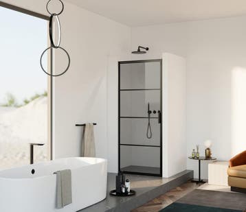 Douchedeur 80x200cm 6mm Nano glas mat zwart serie Rafaella, Verzenden, Nieuw