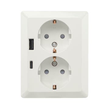 Wandcontactdoos Half Opbouw 2-voudig RA USB A + USB C Alpin, Ophalen of Verzenden, Nieuw, Groepenkast