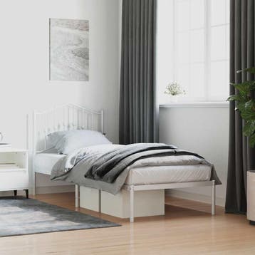vidaXL Bedframe met hoofdbord metaal wit 80x200 cm, Eenpersoons, Verzenden, Wit, Nieuw