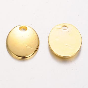 10 x blanco metalen bedeltjes 10 x 8 x 1mm Gat: 1,5mm gou..., Ophalen of Verzenden, Nieuw, Bedel