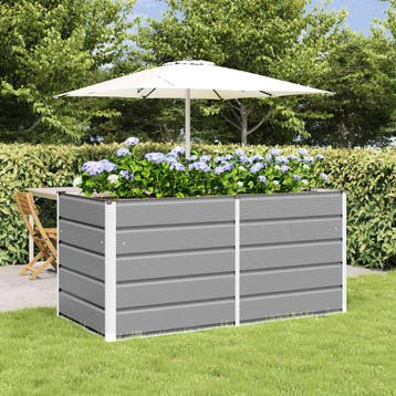 vidaXL Plantenbak Lichtgrijs 160 x 80 x 75 cm Staal, Verzenden, Nieuw, Metaal, 60 tot 100 cm