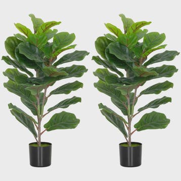 Set van 2 Kunstplanten Ficus Lyrata - 80 cm - Realistische K, Verzenden, Nieuw