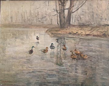 Vilhelm Theodor Fischer (1857–1928) - Anatre sul lago
