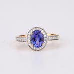 Ring - 18 karaat Geel goud - 1.39ct. tw. Tanzaniet - Diamant, Nieuw