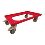 Dolly 60x40x15 rood met 2 zwenkwielen en 2 wielen met rem,, Ophalen of Verzenden, Overige typen, Emtrade NL