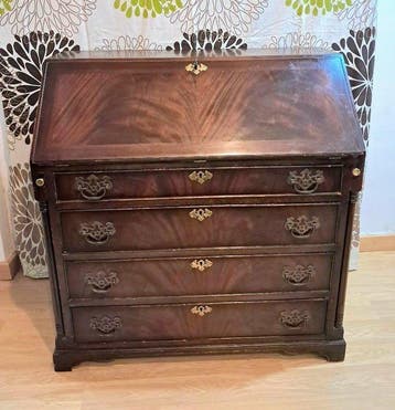 Bureau - Hout, Messing, Leder