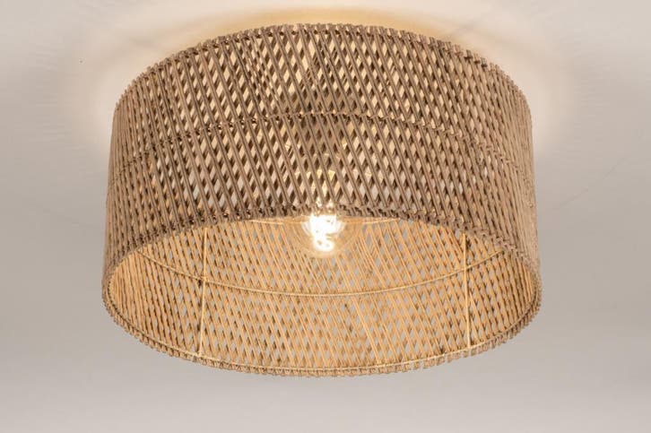 Rietveld Plafondlampen - Beige, Naturel - Rotan, Huis en Inrichting, Lampen | Plafondlampen, Verzenden