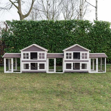 Konijnenhok Sissi Duo Giant Taupe Dennenhout Afmeting:, Verzenden, Nieuw