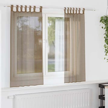 vidaXL Gordijnen voile met lussen 2 st 140x175 cm lichtbruin, Verzenden, Nieuw, Bruin