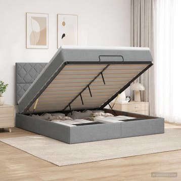 vidaXL Ottoman bed met matras Lichtgrijs 140 x 190 cm Stof, Verzenden, Nieuw, Tweepersoons