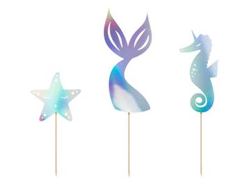Zeemeermin Taart Toppers Set 3 delig, Ophalen of Verzenden, Nieuw