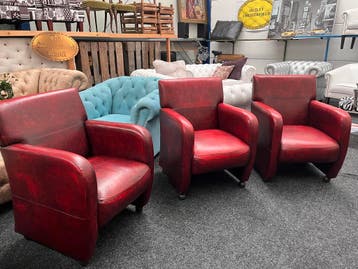 Chesterfield Maarssen 3 Oxblood Leren Chesterfield Fauteuils, Huis en Inrichting, Ophalen, Gebruikt, Drie, Chesterfield