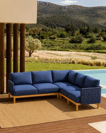 Hoek Loungeset  Kolbe  Acacia/Rope  Navy Blue  The Outsider, Verzenden, Nieuw