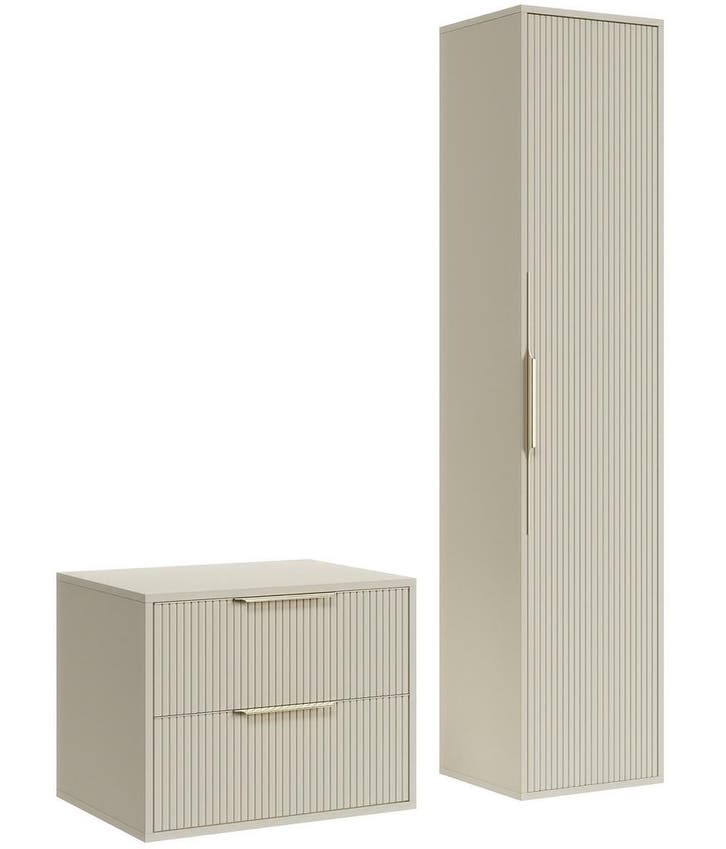Wastafelkast Rimini 60 cm - Beige -  Badmeubel met Kolomkast, Huis en Inrichting, Badkamer | Badkamermeubels, Nieuw, Wastafelkast