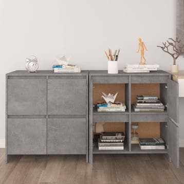 vidaXL Dressoirs 2 st 70x41x75 cm bewerkt hout betongrijs, Verzenden, Nieuw, 50 tot 100 cm, 25 tot 50 cm
